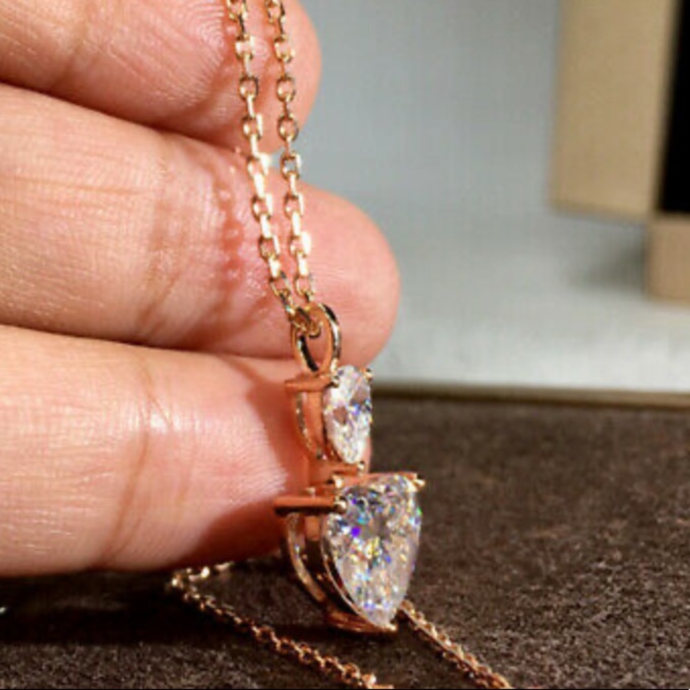 NEW 18k rose gold plated heart diamond necklace - Picture 3 of 3